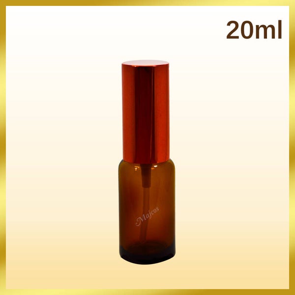 20ml empty Amber Glass Bottles with shiny Red atomisers