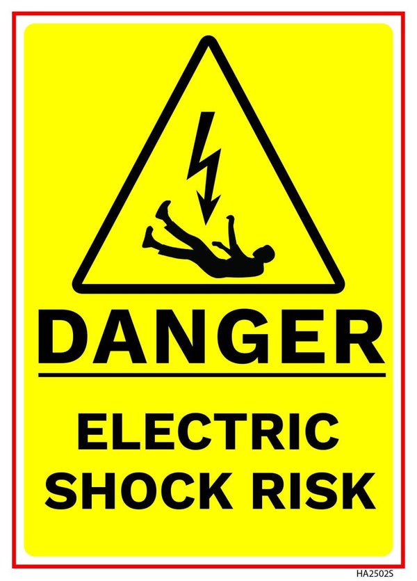 Danger Electric shock Risk sign size A4