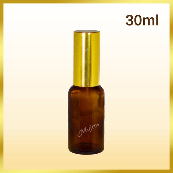 30ml empty Amber Glass Bottles with shiny Golden atomiser