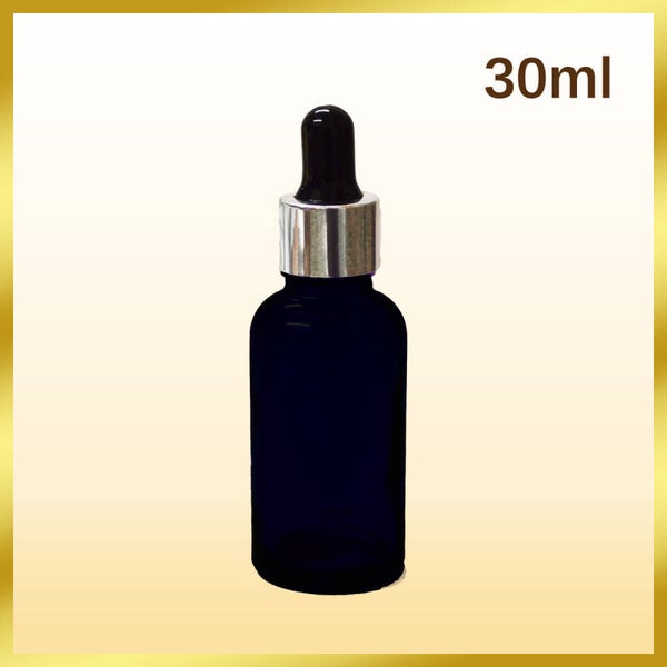 30ml empty Black Glass Bottles with Silver Collar Black Top Glass Pipette