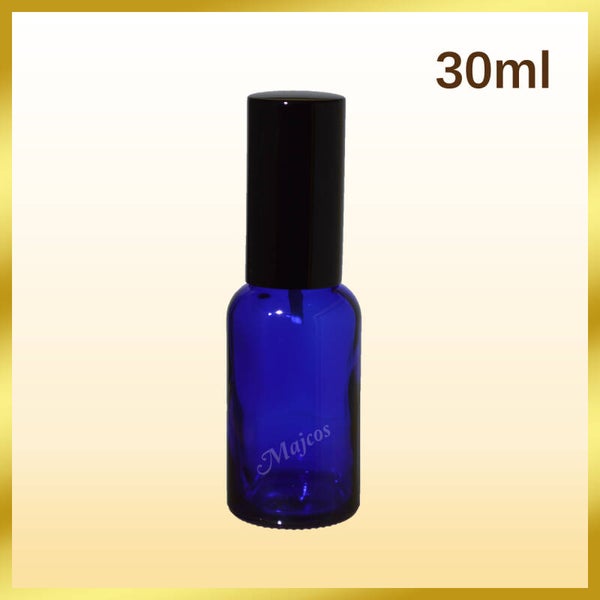 30ml empty Cobalt Blue Glass Bottles with shiny Black Atomizer / Mist spray
