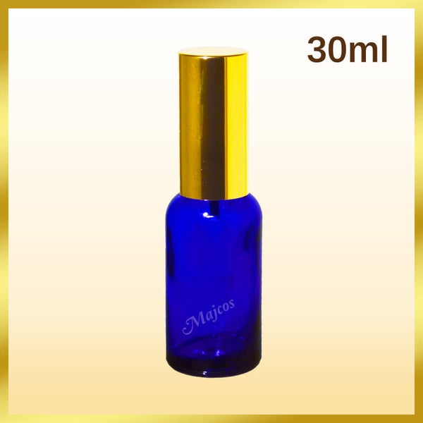 30ml empty Cobalt Blue Glass Bottles with shiny Golden atomiser