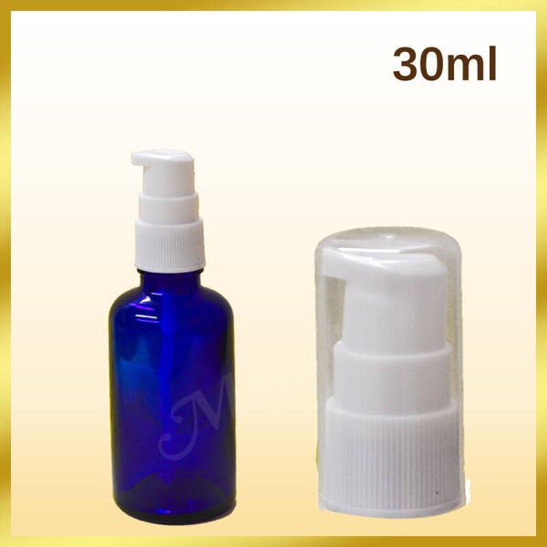 30ml empty Blue Glass Bottles with White Cream and Lotion Pump