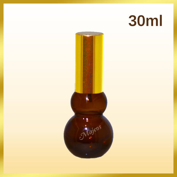 30ml Double Gourd Amber Glass Bottles with shiny Golden atomizer/fine mist Spray