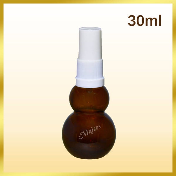 30ml empty double Gourd Amber Glass Bottles with tradional white Atomizer/Mist spray-White over Caps