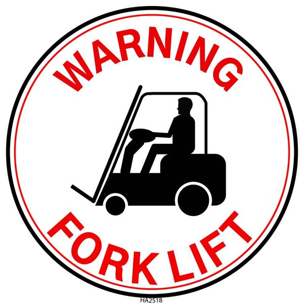 Warning sign for Forklift operating area - size 18 x 18 cm