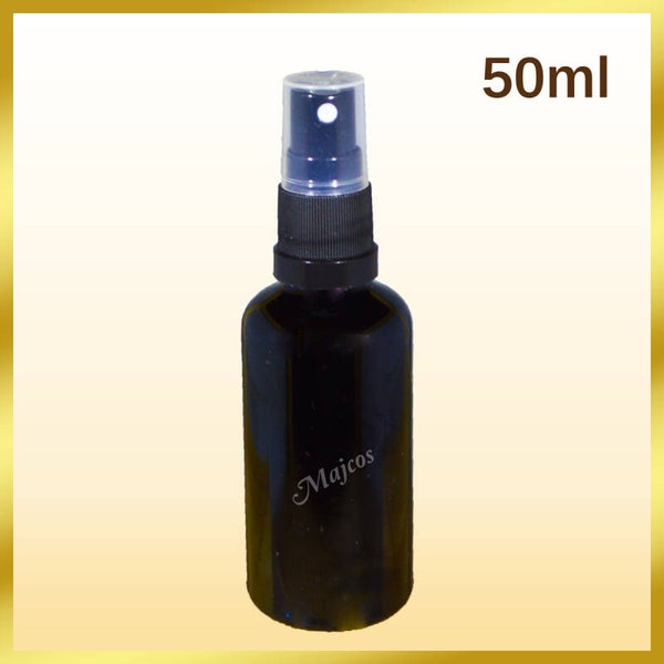 50ml empty BLack Glass Bottles with Black Atomizer / Mist spray-clear over Caps