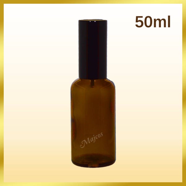 50ml empty Amber Glass Bottles with shiny Black Atomiser / Mist spray