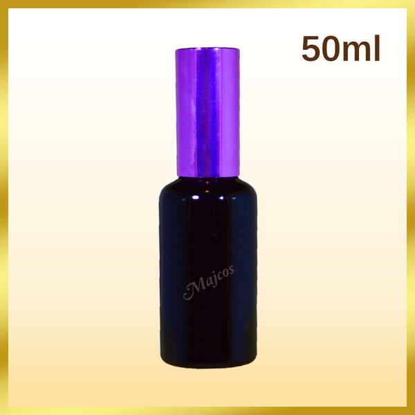 50ml empty Black Glass Bottles with shiny Purple Atomizer / Mist spray