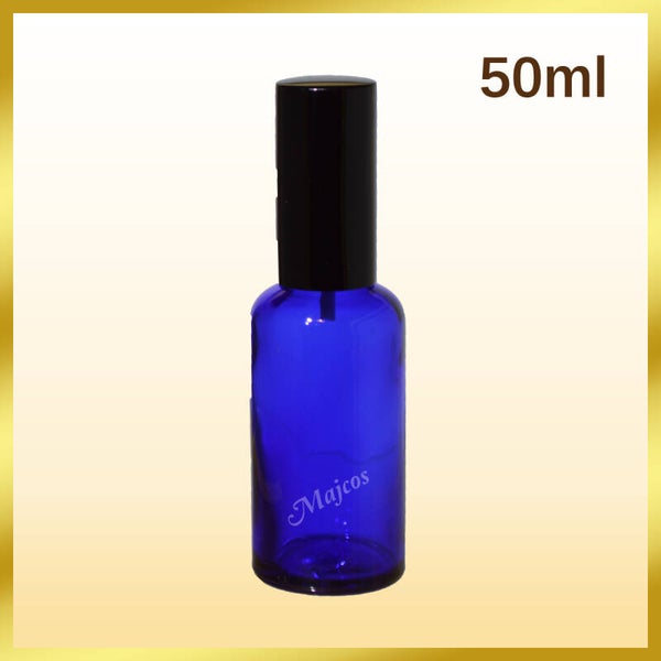 50ml empty Cobalt Blue Glass Bottles with shiny Black Atomizer / Mist s