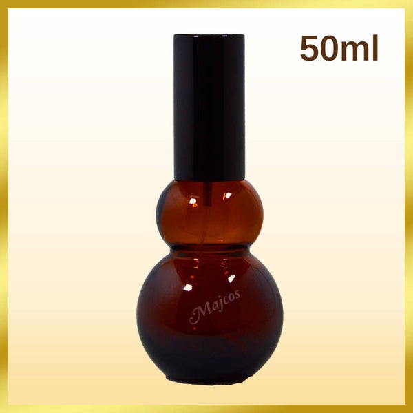 50ml double Gourd Amber Glass Bottles with shiny Black Atomizer / Mist spray