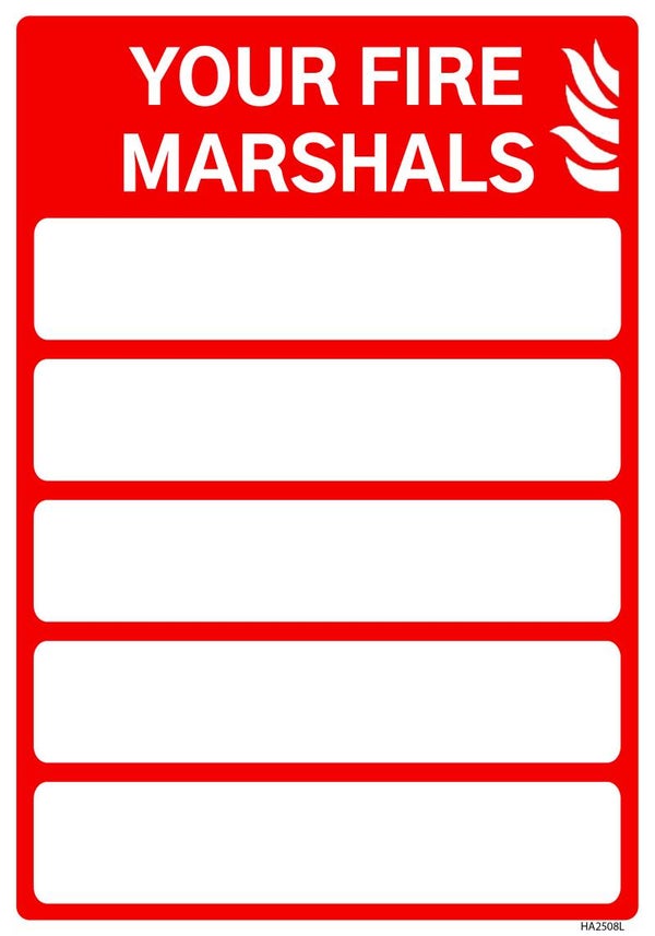 Fire Marshals sign 5 Names - size A4