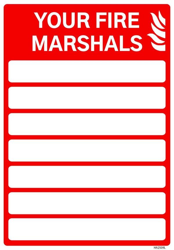 Fire Marshals sign 7 Names - size A4