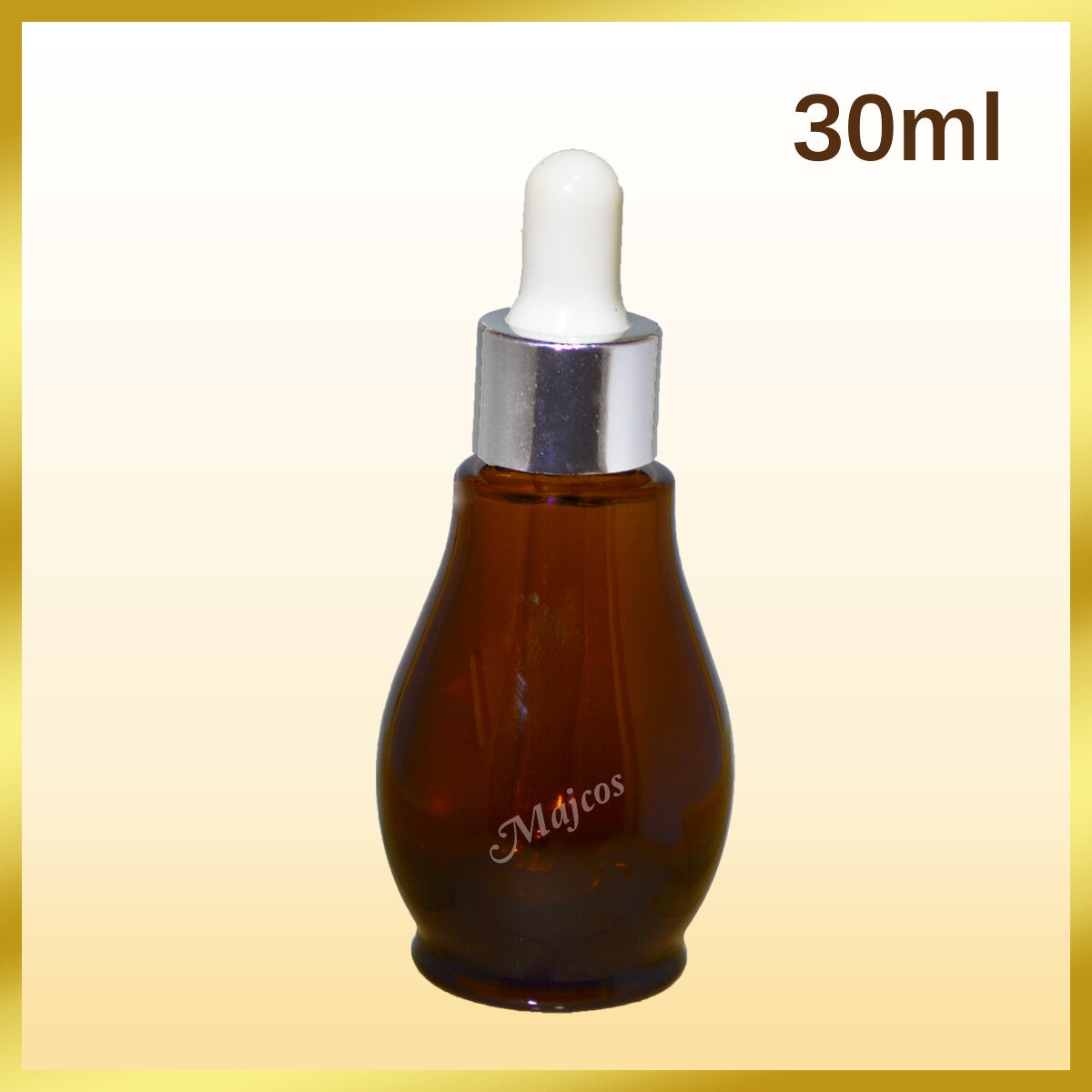 30ml empty Gourd Amber Glass Bottles Silver Collar  White Top Glass Pipette