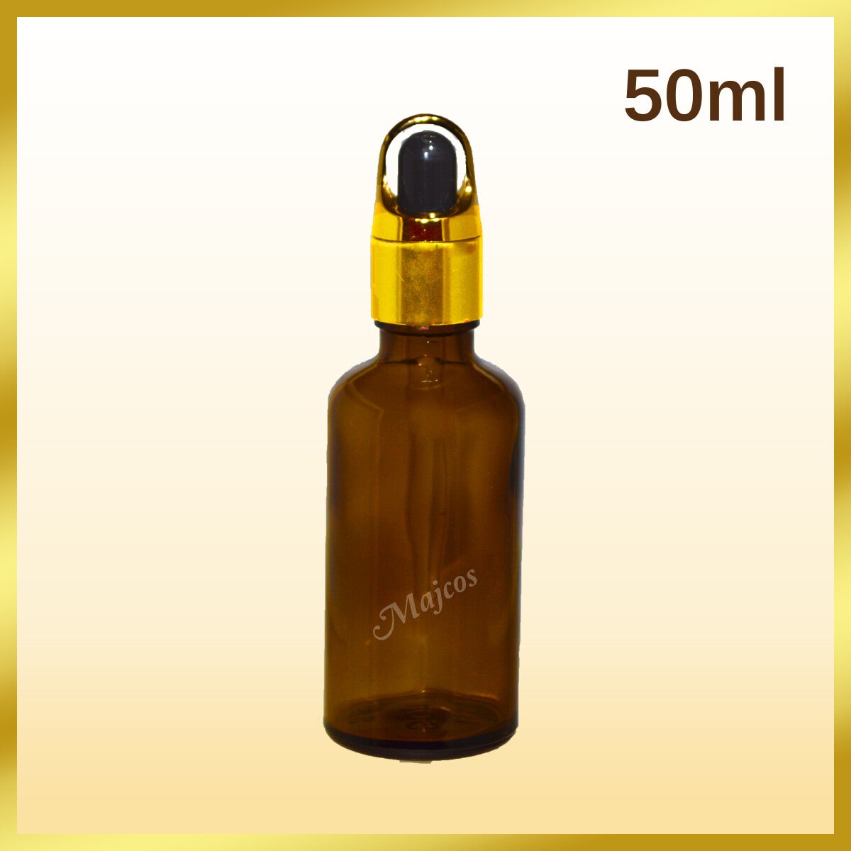 50ml Amber Glass Bottles with shiny Golden BF Black top Glass Pipette Dropper