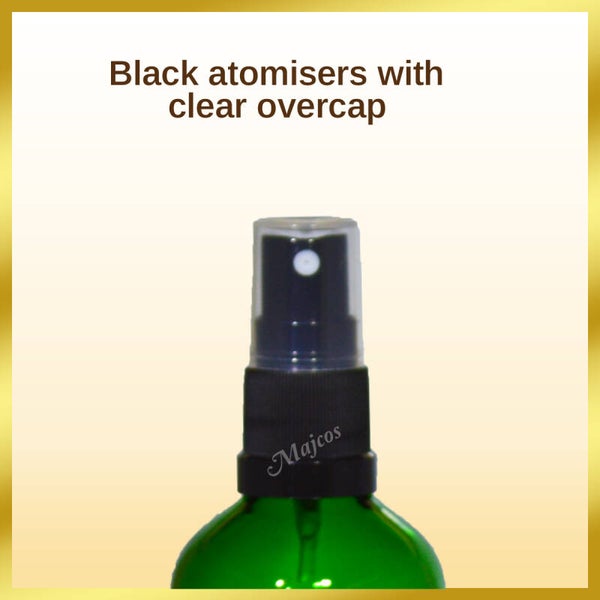 Black atomiser / fine mist Spray with clear overcaps