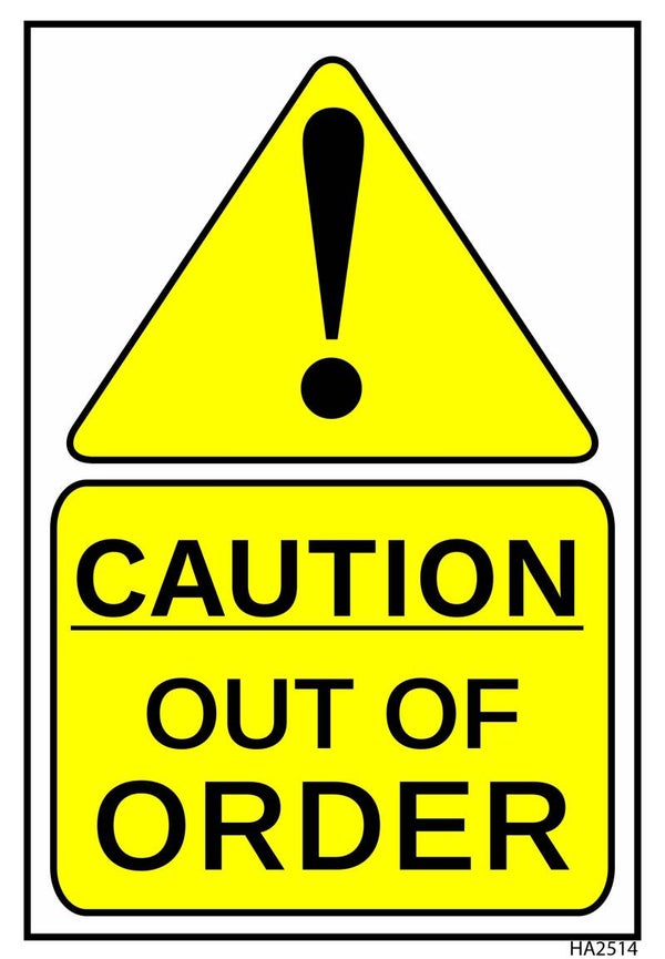 Caution out of order Sticker sign size 148x210 mm
