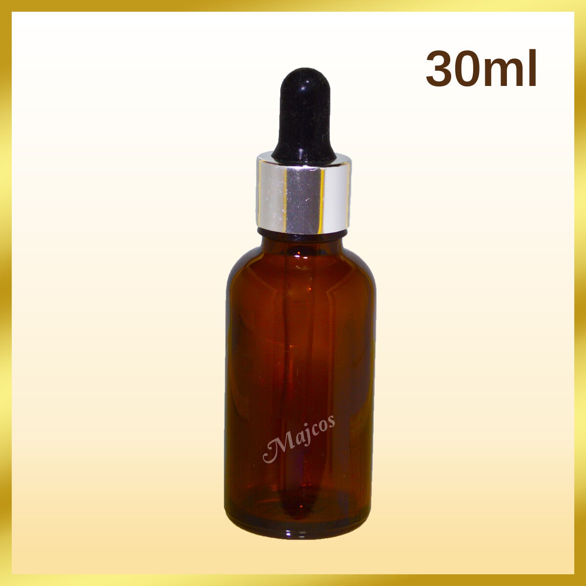 30ml empty Amber Glass Bottles with Silver Collar Black Top Glass Pipette