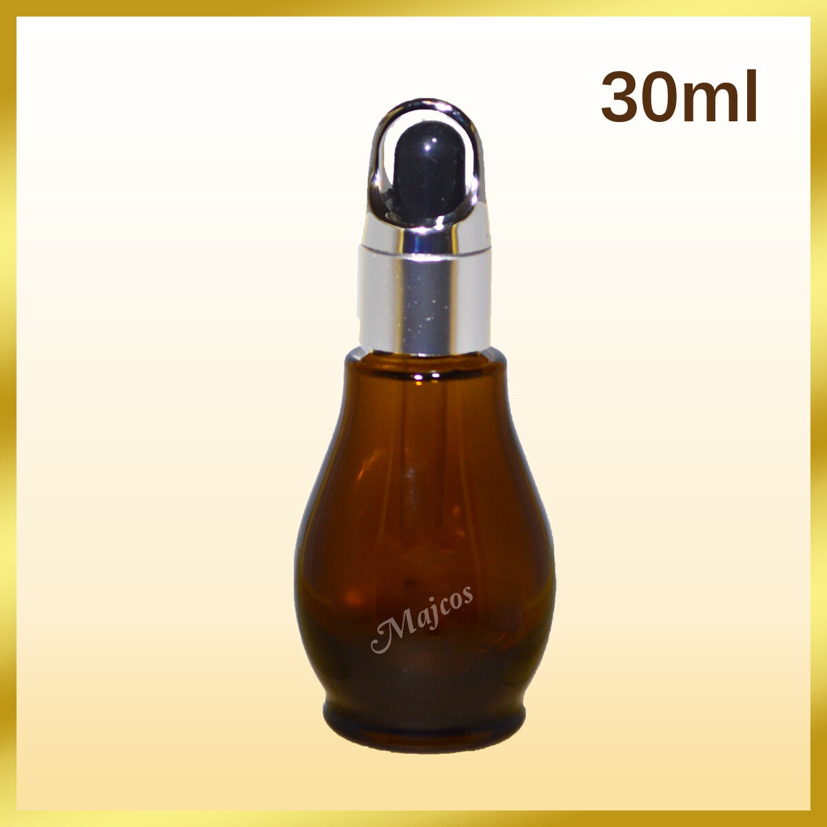 30ml empty Gourd Amber Glass Bottles with FB Silver Black Top Glass Pipette
