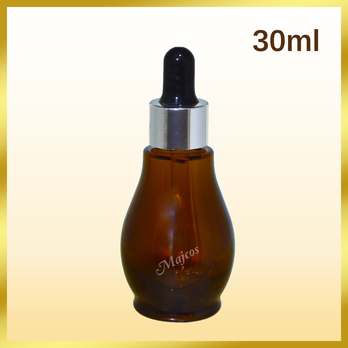 30ml empty Gourd Amber Glass Bottles with Silver Collar White Top Glass Pipette