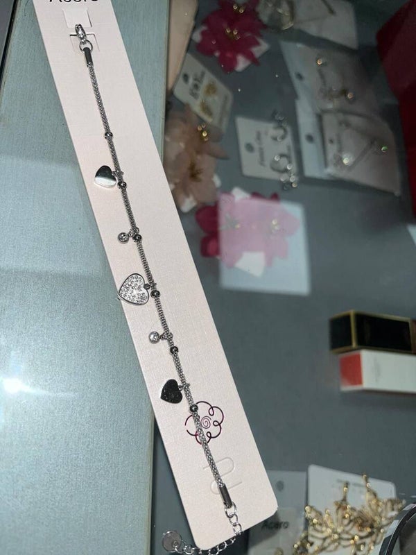 Pulsera corazones plata