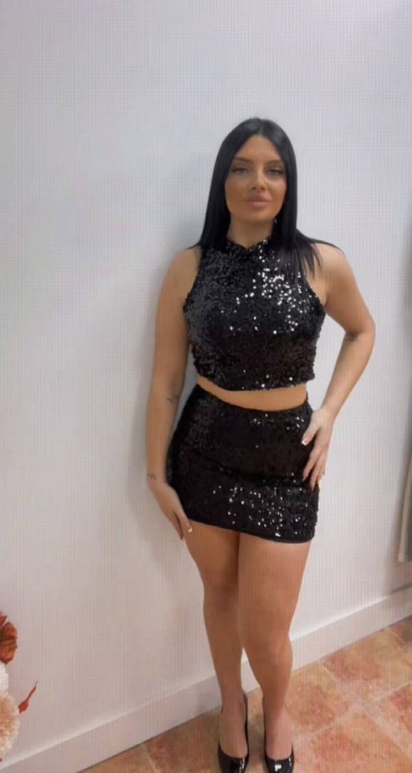 Top lentejuelas - negro