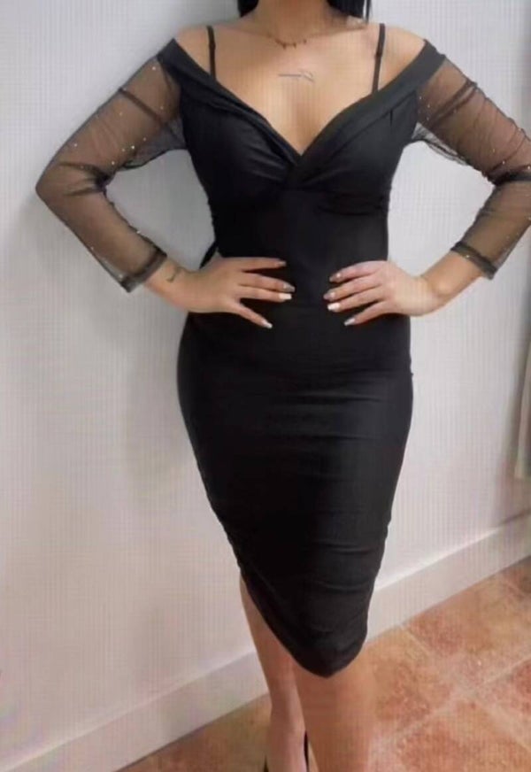 Vestido mangas de brillo