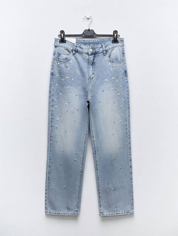 Pantalón margaritas con brillo
