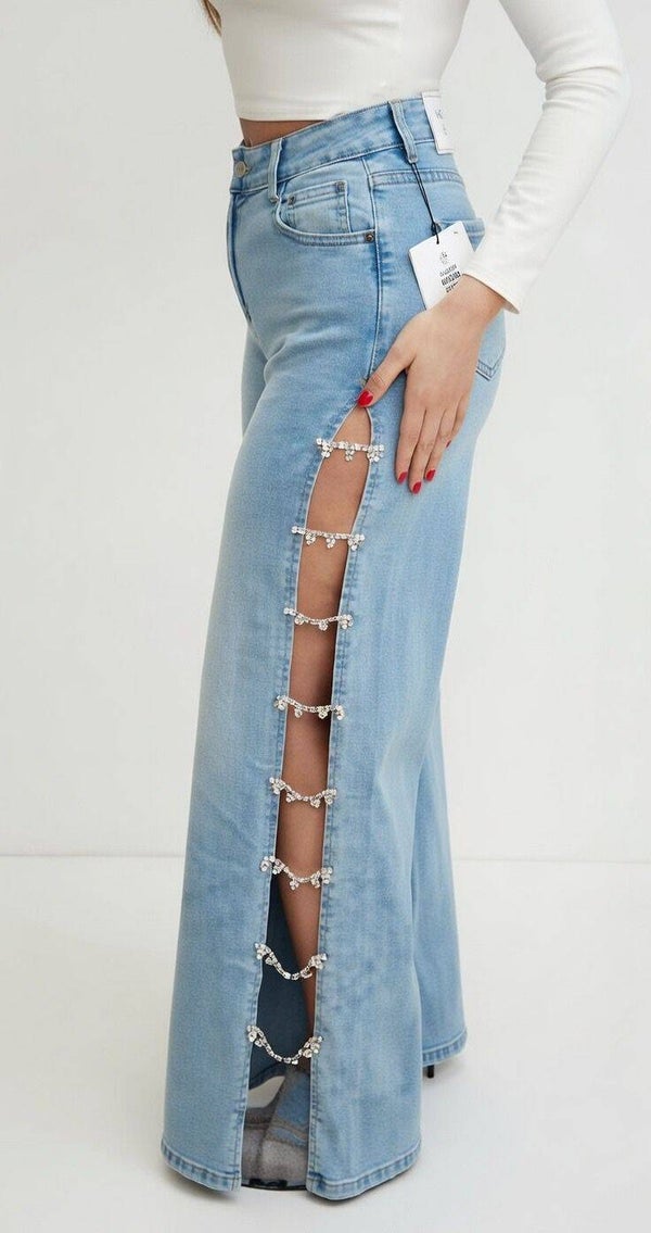 Pantalón apertura brillos