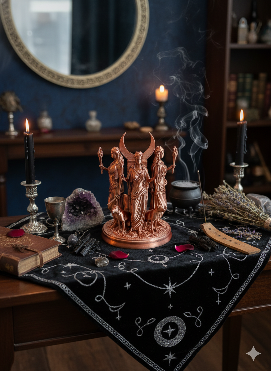 This 150mm tall statue beautifully depicts Hecate, the Greek goddess of magic, witchcraft, crossroads