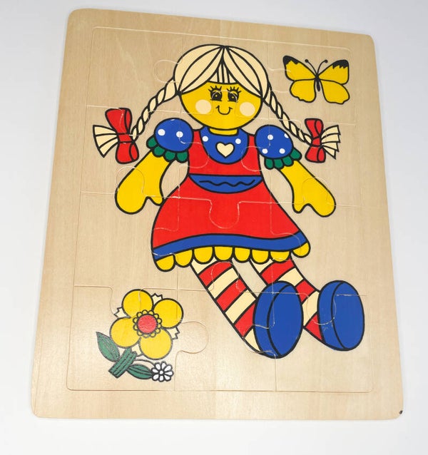 Houten puzzel meisje met vlechten