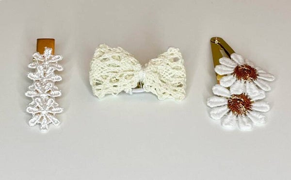 Haarspeldjes bloemen en strik - sale