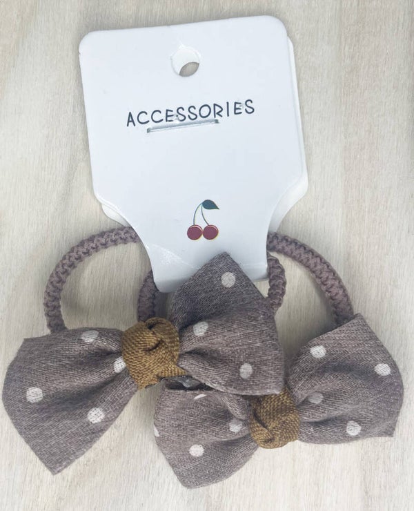 Elastiekjes strik bruin met witte stippen - sale