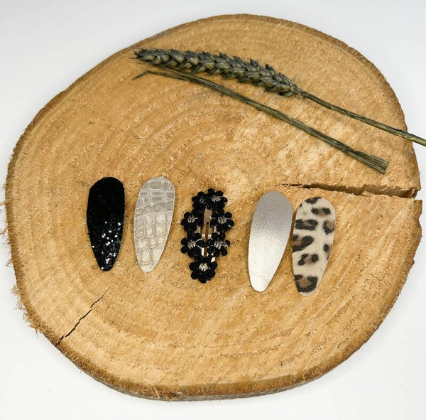 Haarspeldjes set groot bloom zwart/goud