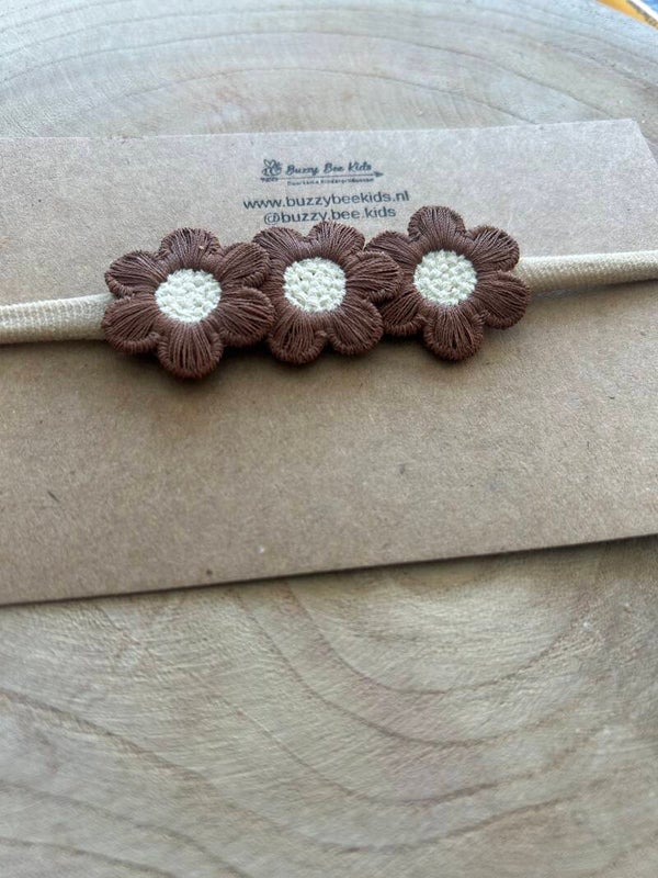 Haarband bloemen bruin