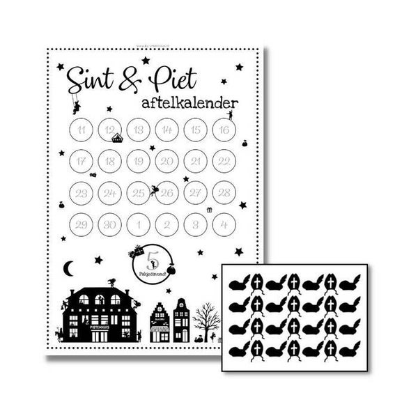 Sint & Piet aftelkalender met stickers