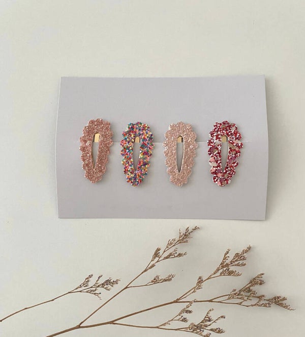 Haarspeldjes glitter roze open