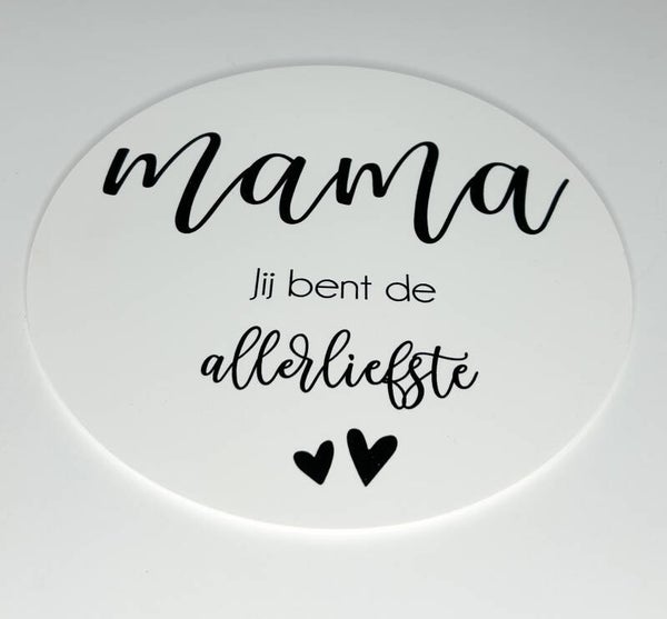 Muurcirkel "mama je bent de liefste"