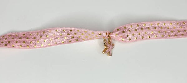 Festivalbandje roze/goud met zeester