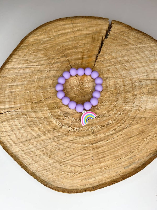 Kinderarmband lila met regenboog