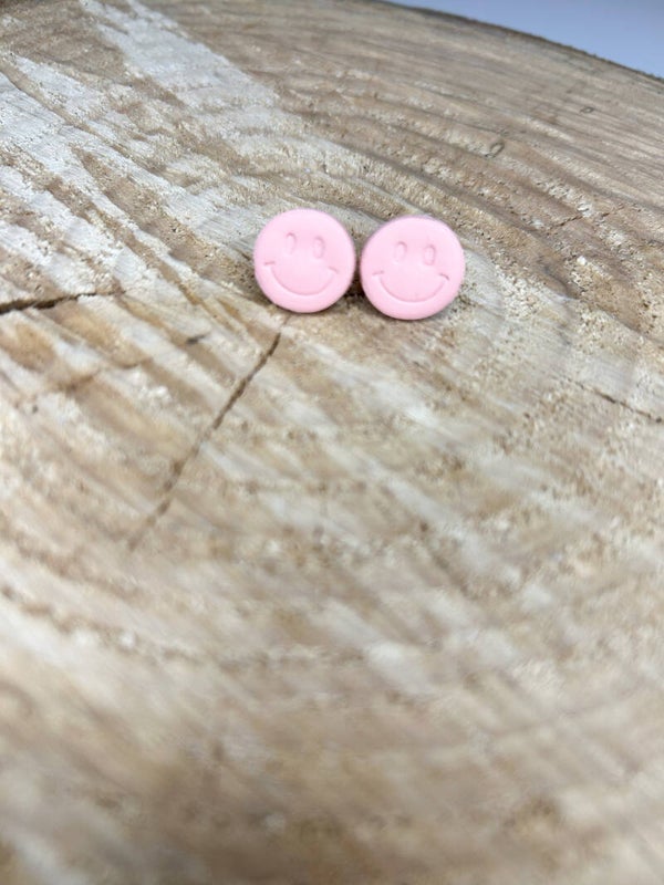 Oorbellen smiley roze
