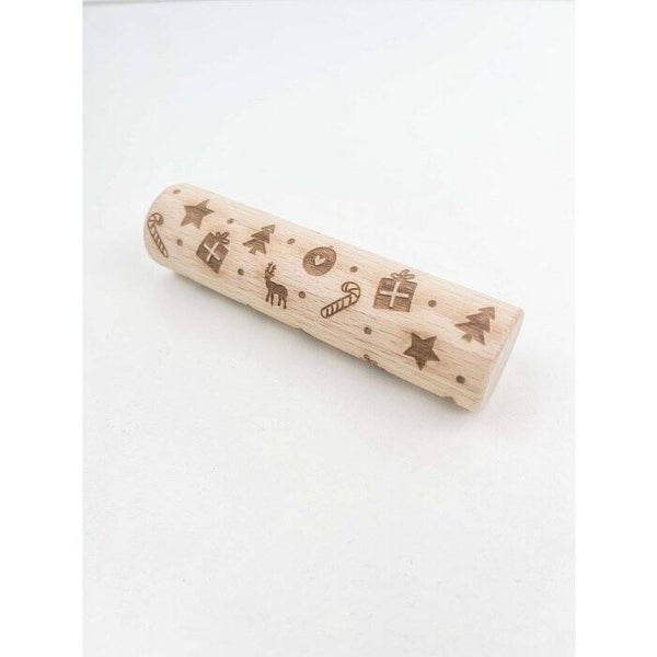 Houten klei roller kerst