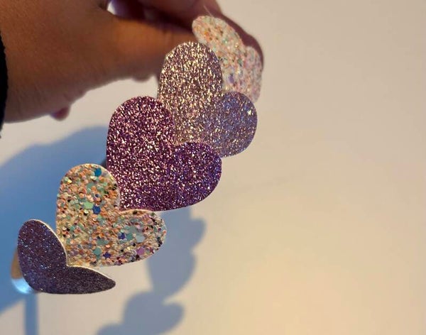 Diadeem glitter hartjes roze