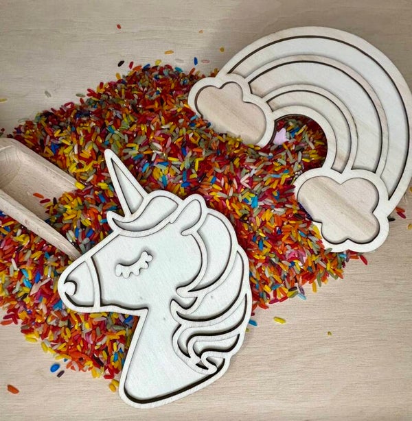 Sensorisch speelrijst regenboog & unicorns