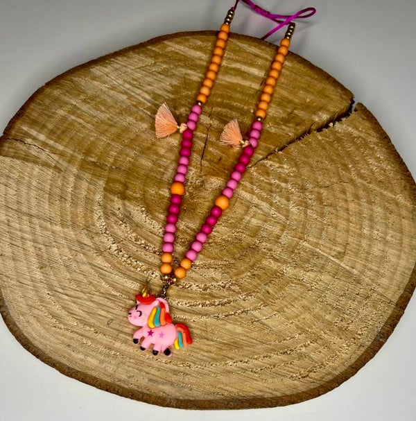 Kralenketting roze met eenhoorn