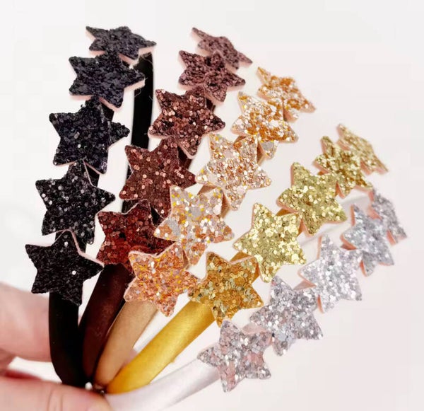 Glitter diadeem zwarte sterren