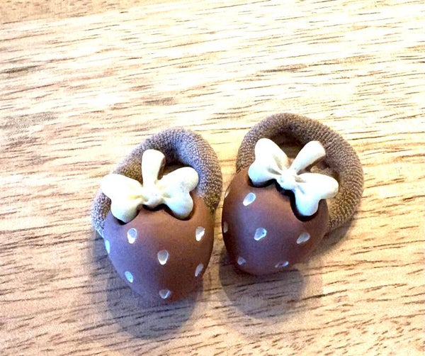 Haarelastiekjes aardbei bruin