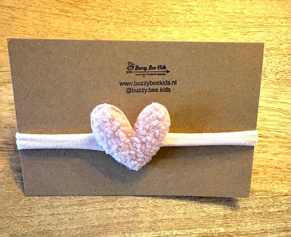 Haarband teddy hartje roze