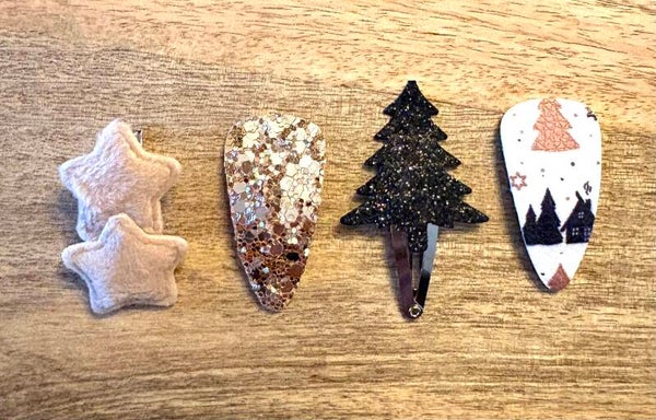 Haarspeldjes kerst beige/zwart