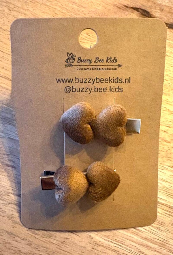 Haarspeldjes loveli bruin 2 hartjes